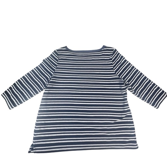 TALBOTS Navy Blue and White Striped Nautica Harbor 3/4 Sleeves Top Women's XL - Picture 10 of 16